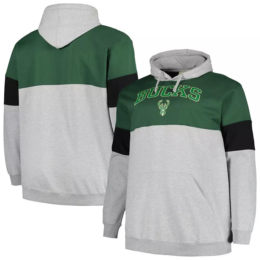 Men's Fanatics Branded Hunter Green/Black Milwaukee Bucks Big & Tall Pullover Hoodie, Size: 2XB, Team Product Image