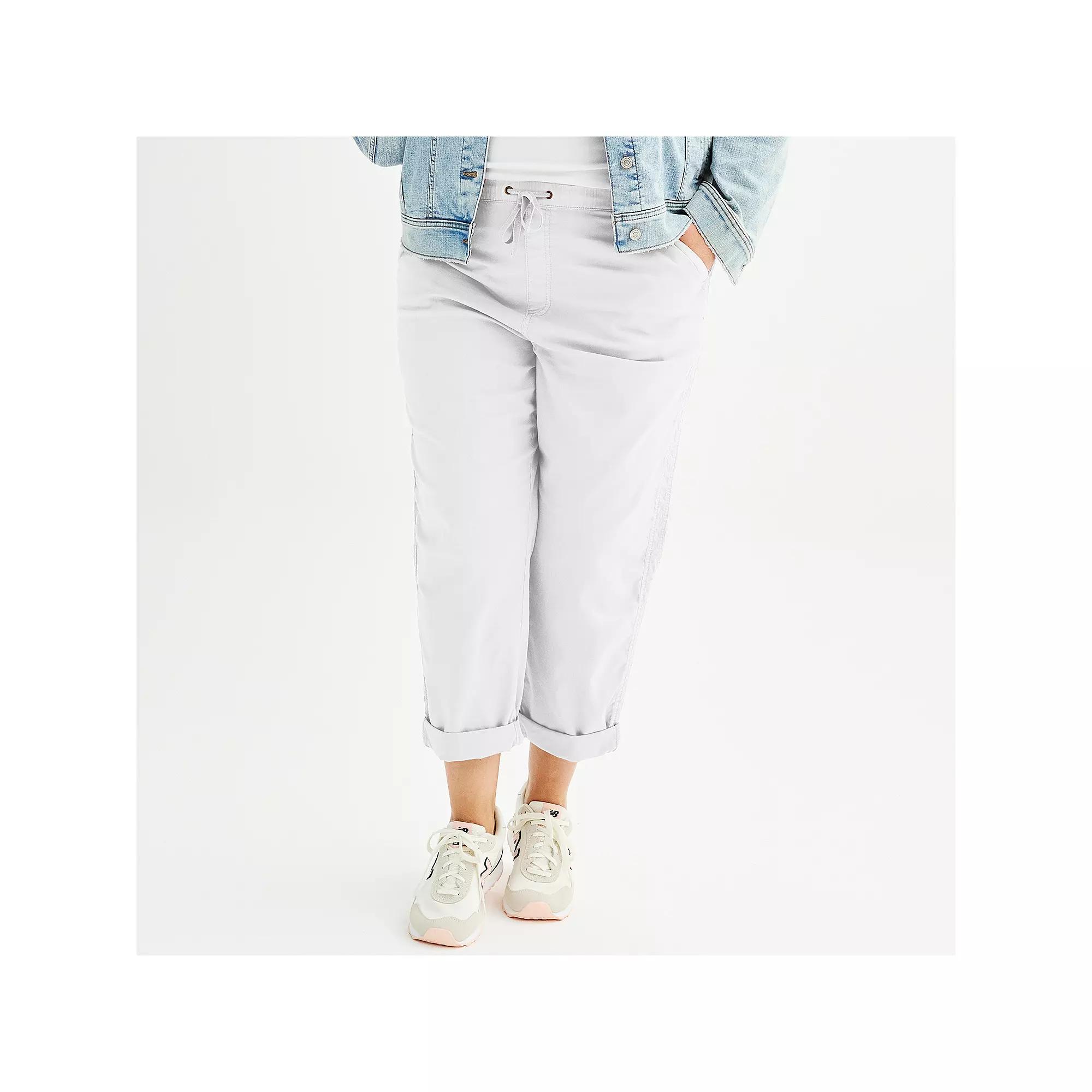 Plus Size Sonoma Goods For Life® Easy Paper Bag Waist Capri, Women's, Size: 3XL, Vital White Product Image