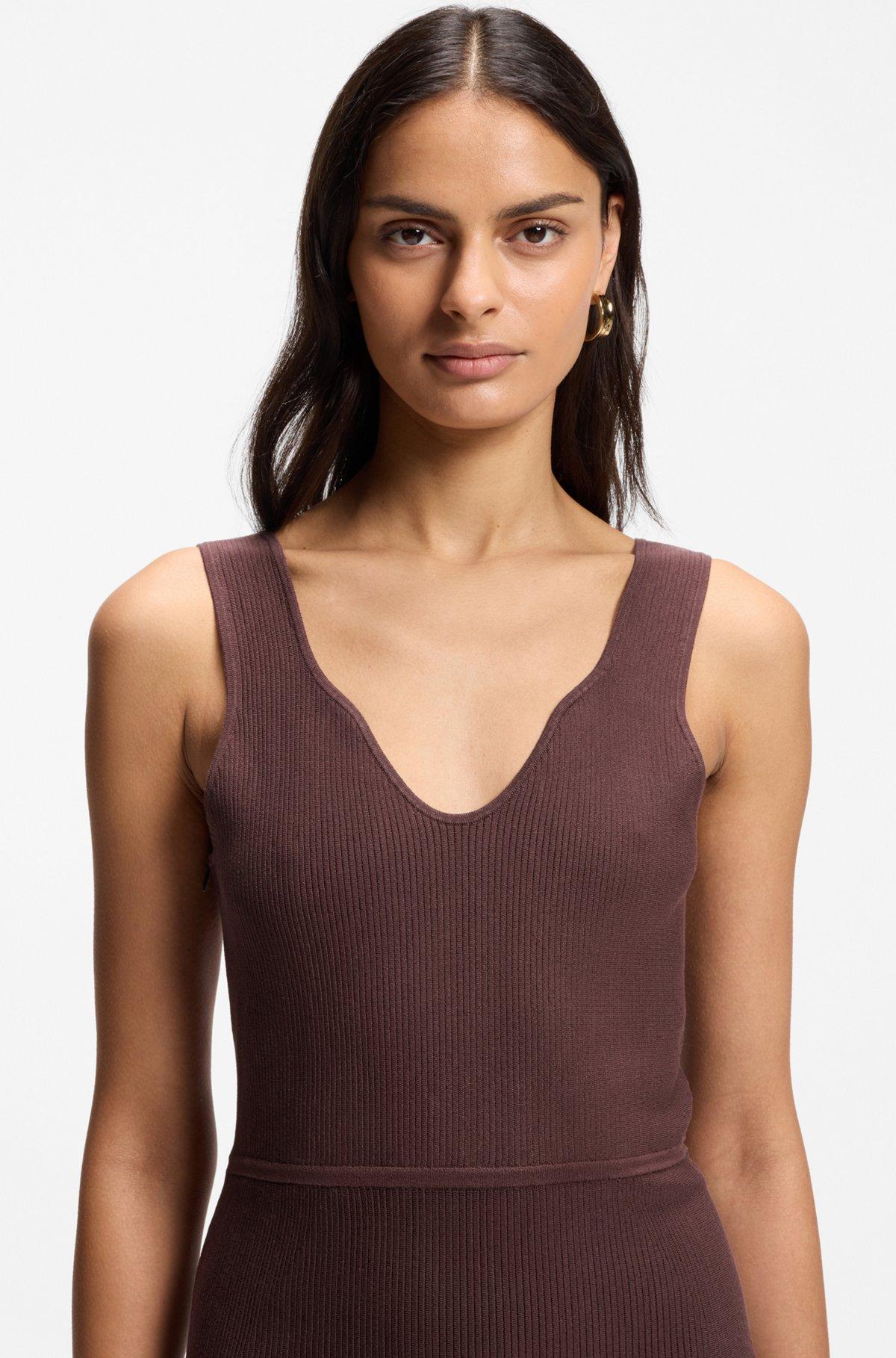 Rib-knit dress with sheer pleating Product Image