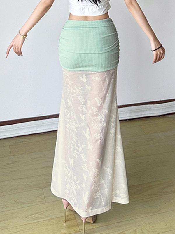 Tender Style Strappy Ruffles Maxi Skirt Product Image