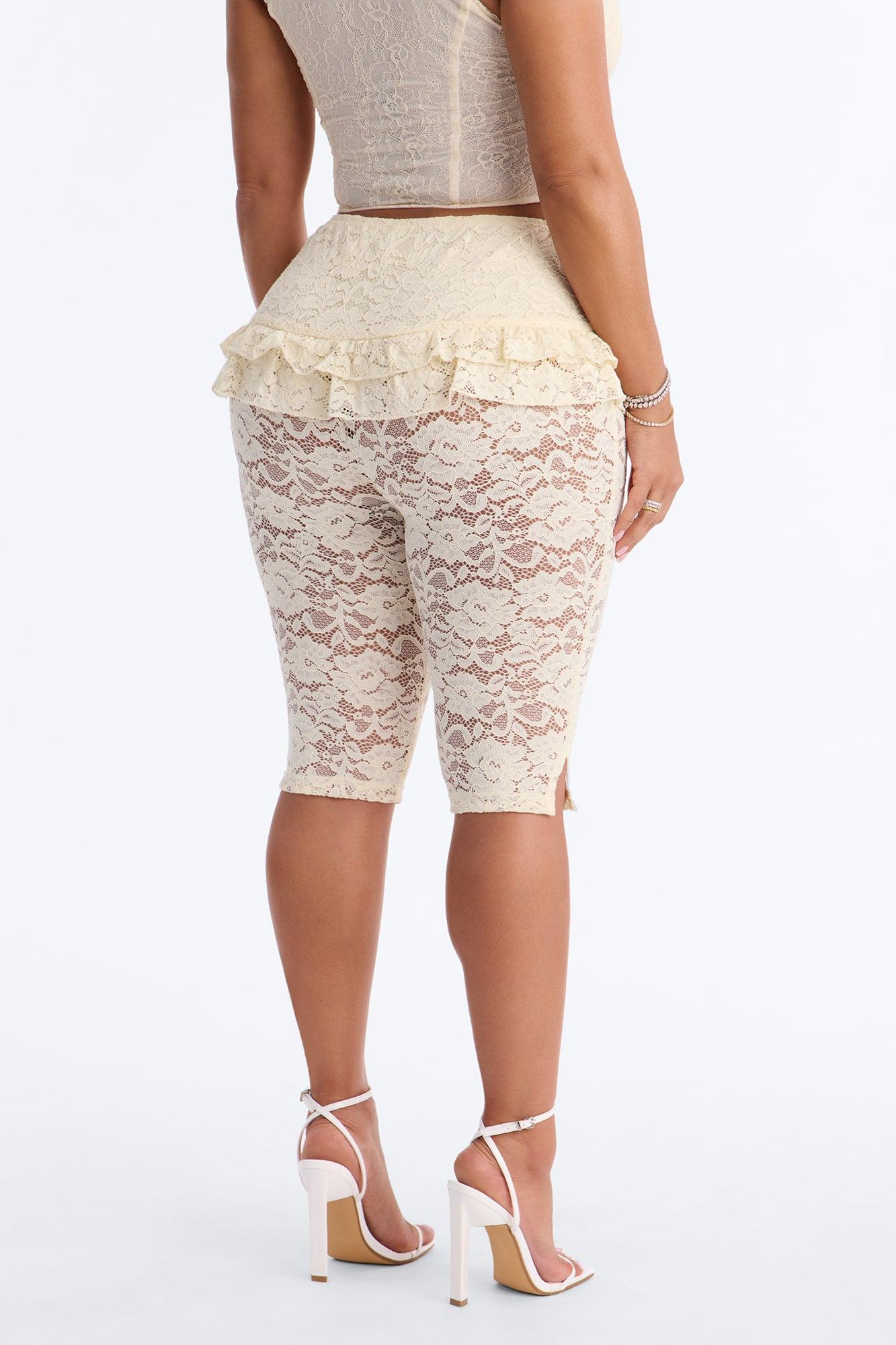 Antonella Skirted Lace Capri Legging - Ivory Female Product Image