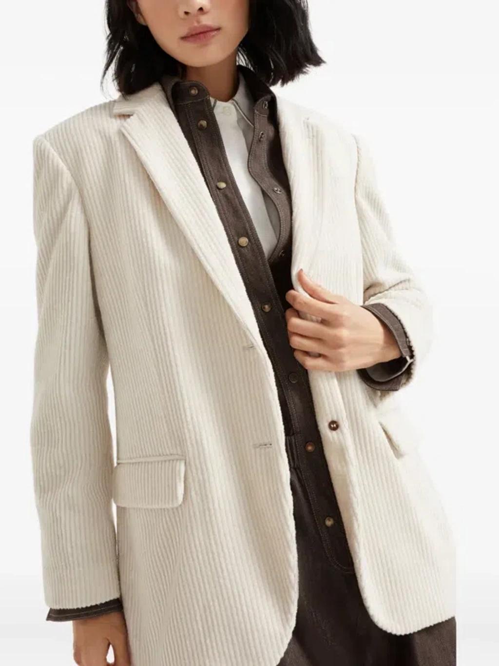 BRUNELLO CUCINELLI Single Breast Linen Jacket In Light Beige Product Image