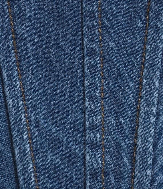 Gianni Bini Michelle Denim Square Neck Sleeveless Corset Crop Top Product Image