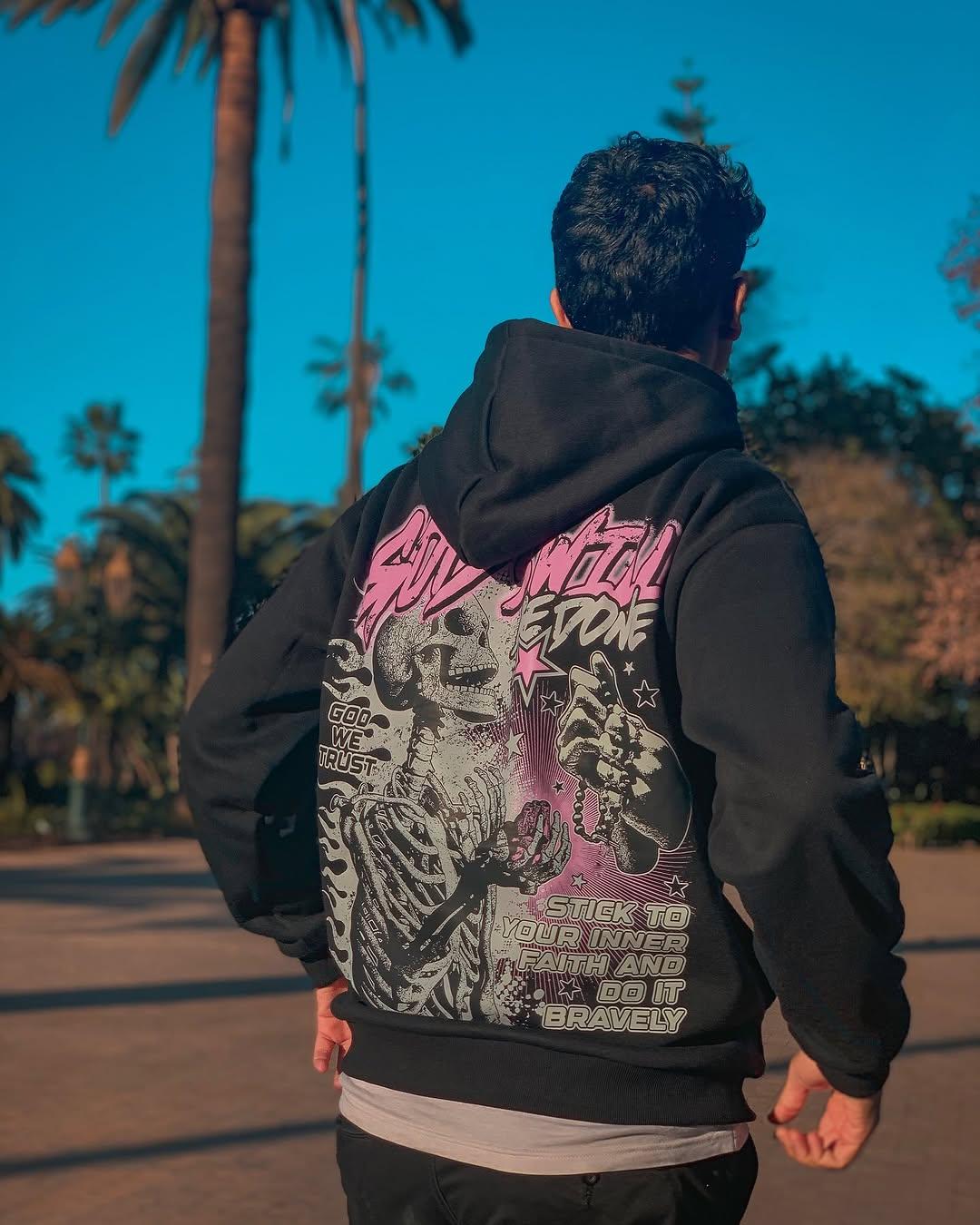 Men's God's Will Be Done Graphic Oversized Hoodie Product Image