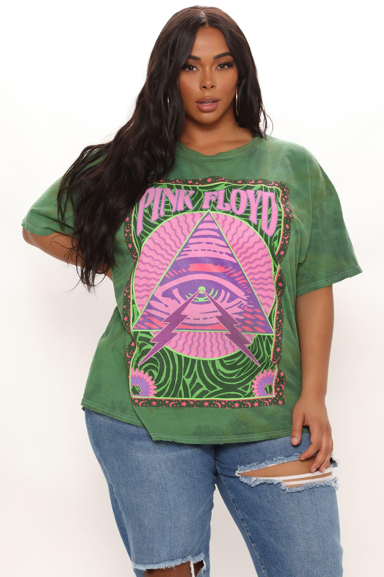 Pink Floyd Distressed Oversized Tie Dye Top - Green Product Image