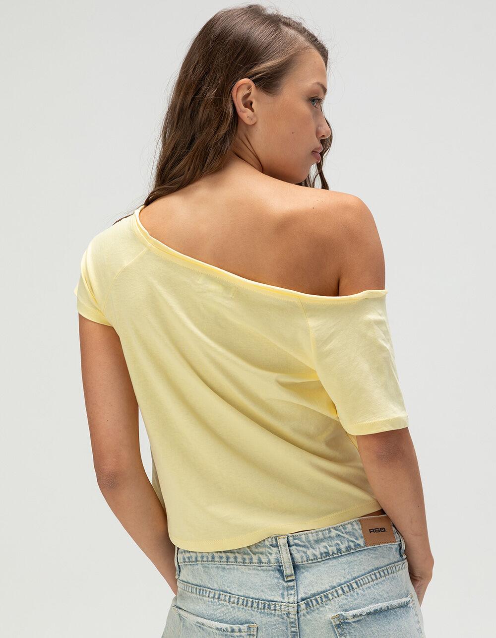 RSQ Womens Hibiscus Off The Shoulder Tee - YELLOW Product Image