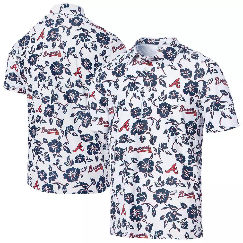 Men's Reyn Spooner White Atlanta Braves Performance Polo, Size: Small Product Image