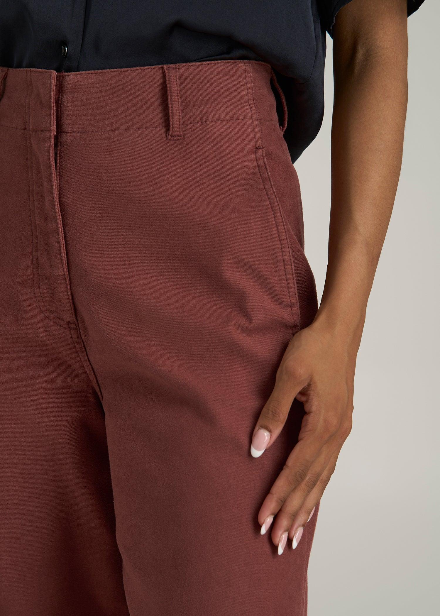 High-Rise Wide-Leg Flat-Front Chino Pants for Tall Women in Intense Rust Female Product Image