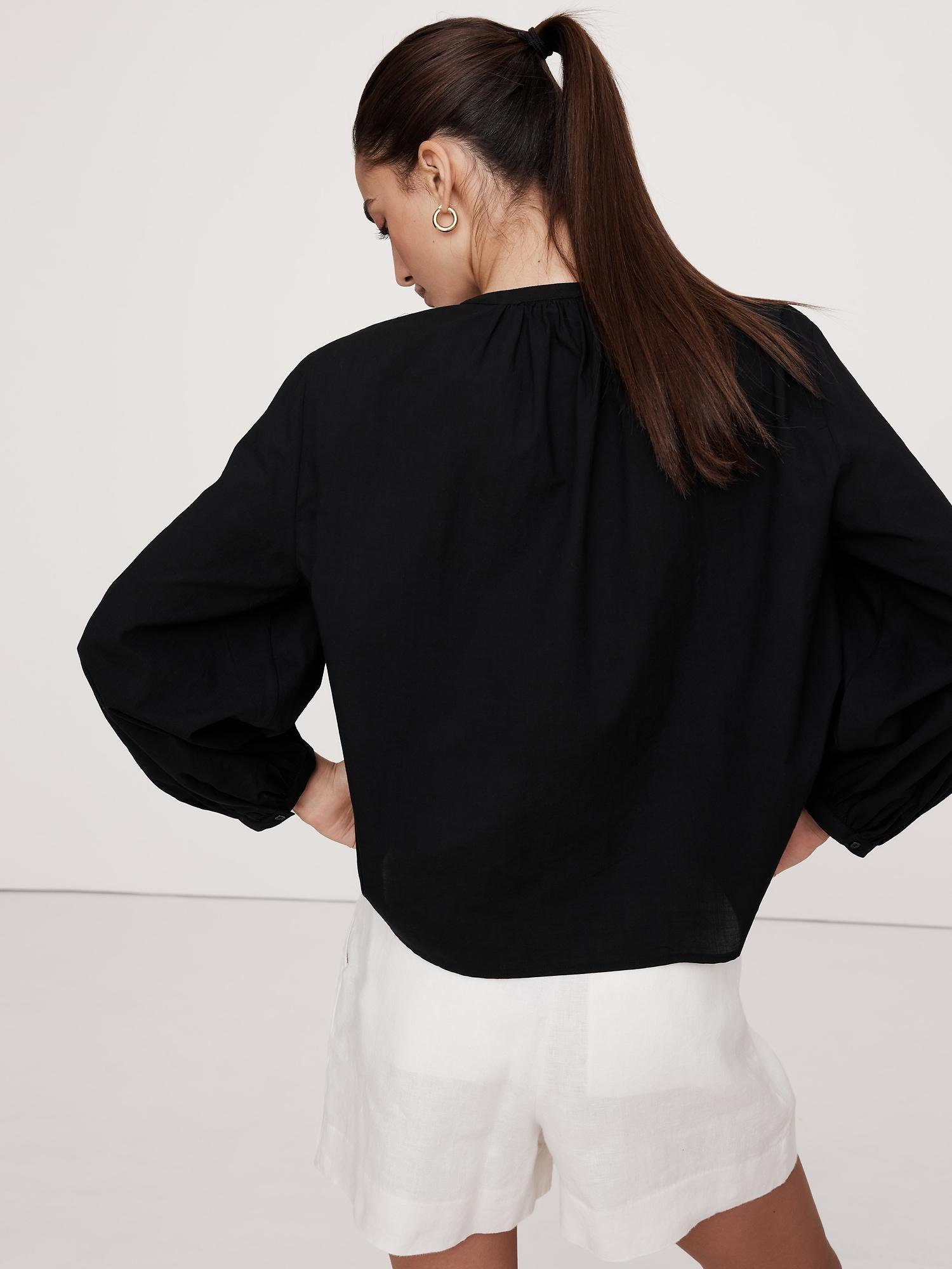 Cotton Voile Shirred Blouse Product Image