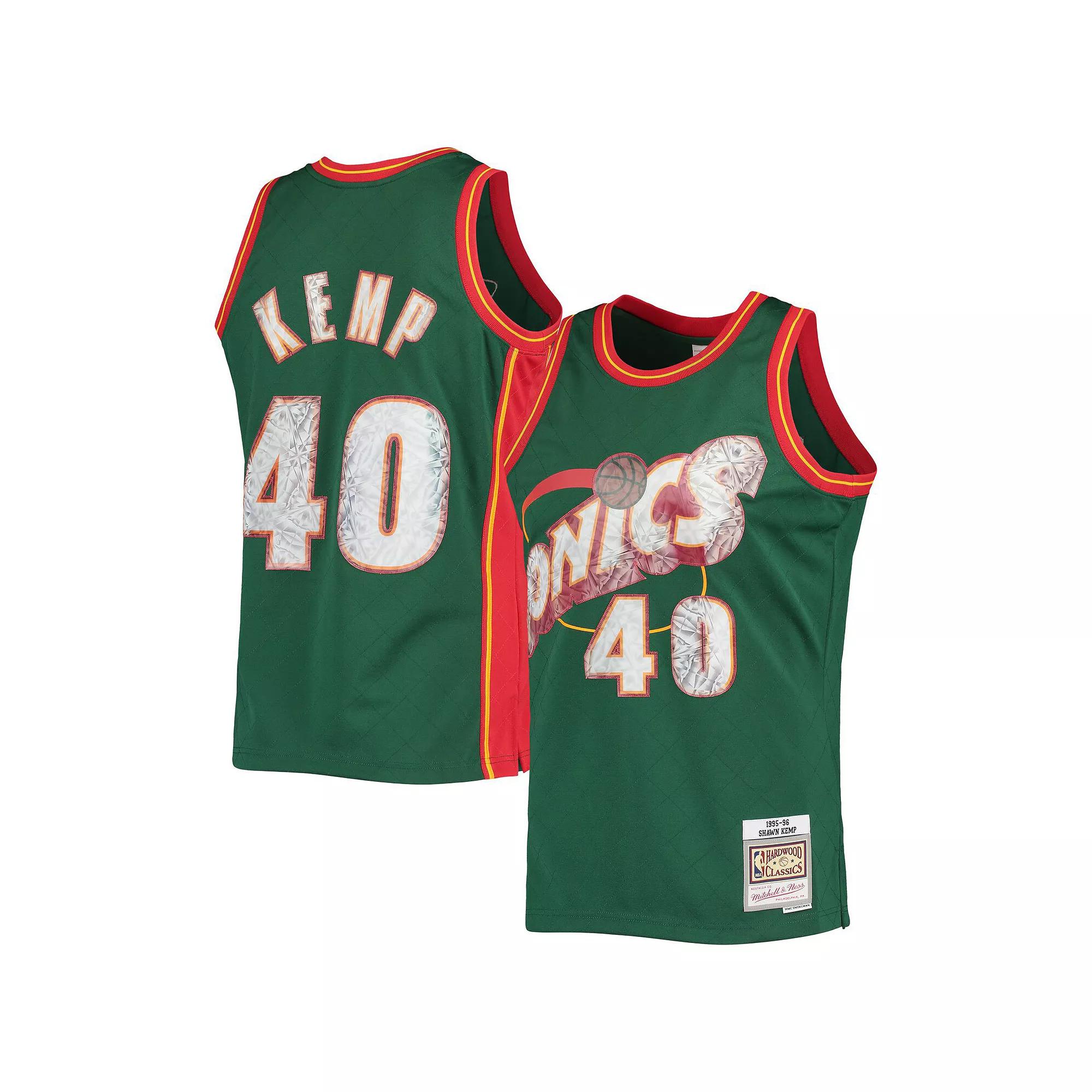 Men's Mitchell & Ness Shawn Kemp Green Seattle SuperSonics 1995-96 Hardwood Classics 75th Anniversary Diamond Swingman Jersey, Size: Medium, Nba Green Product Image