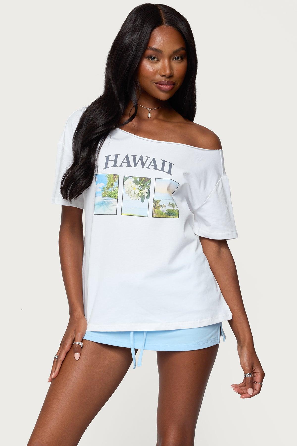 Hawaiian Babe Off Shoulder T Shirt Product Image