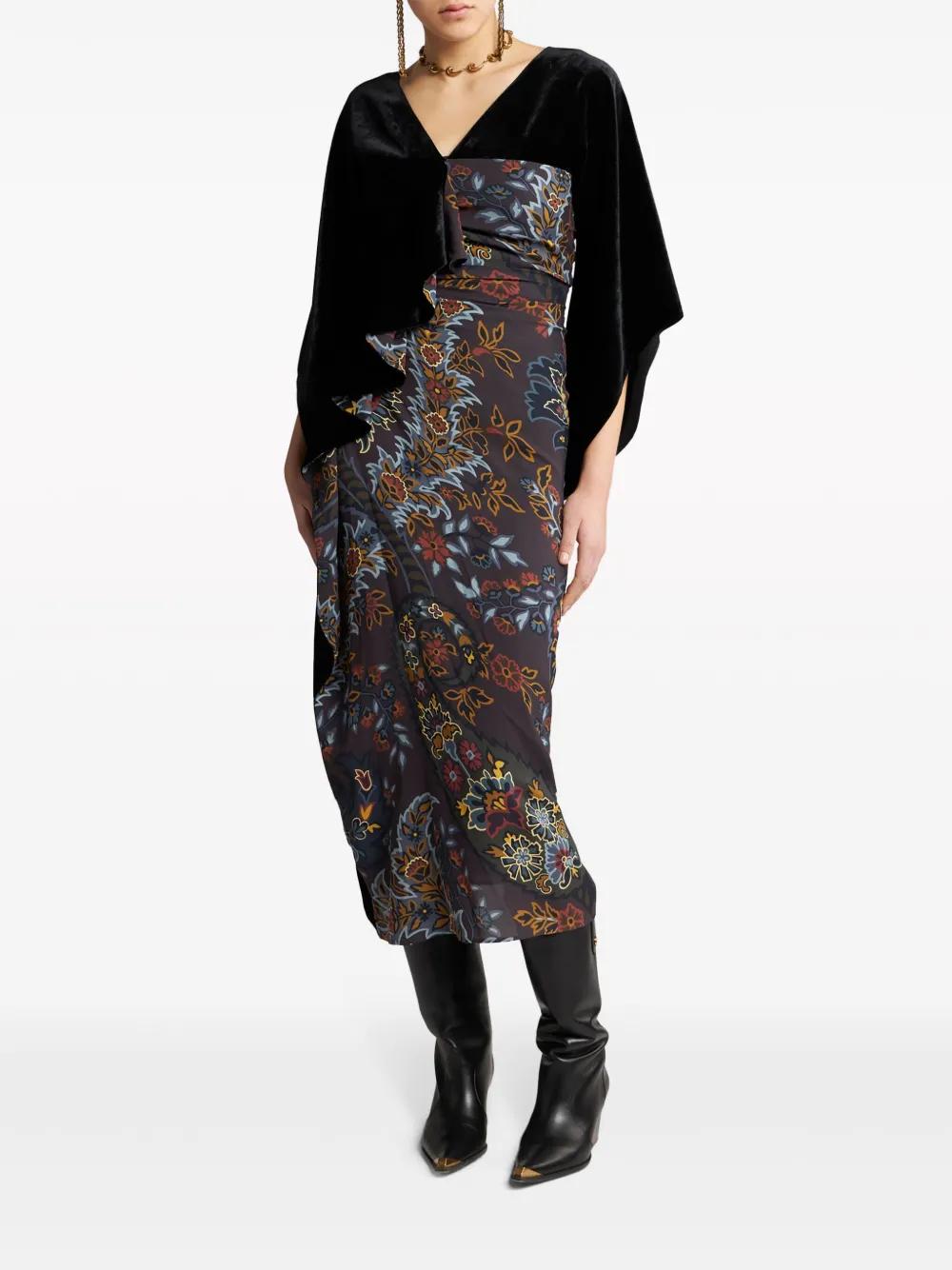 paisley contrasting print dress Product Image