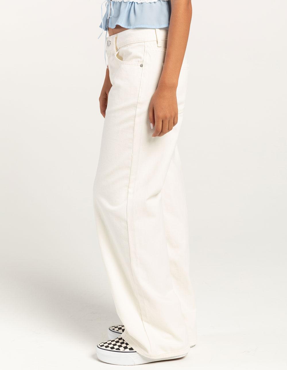 RSQ Womens Low Rise Twill Baggy Jeans - OFF WHITE Product Image