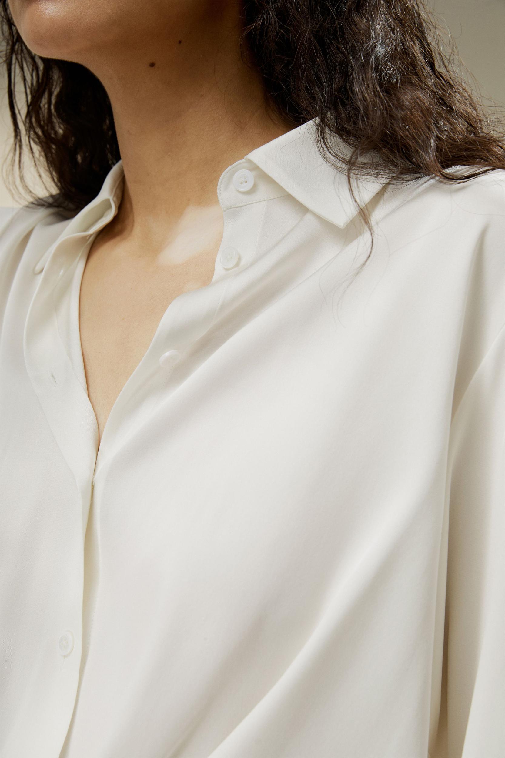 Hem Pleated Silk Blouse Product Image