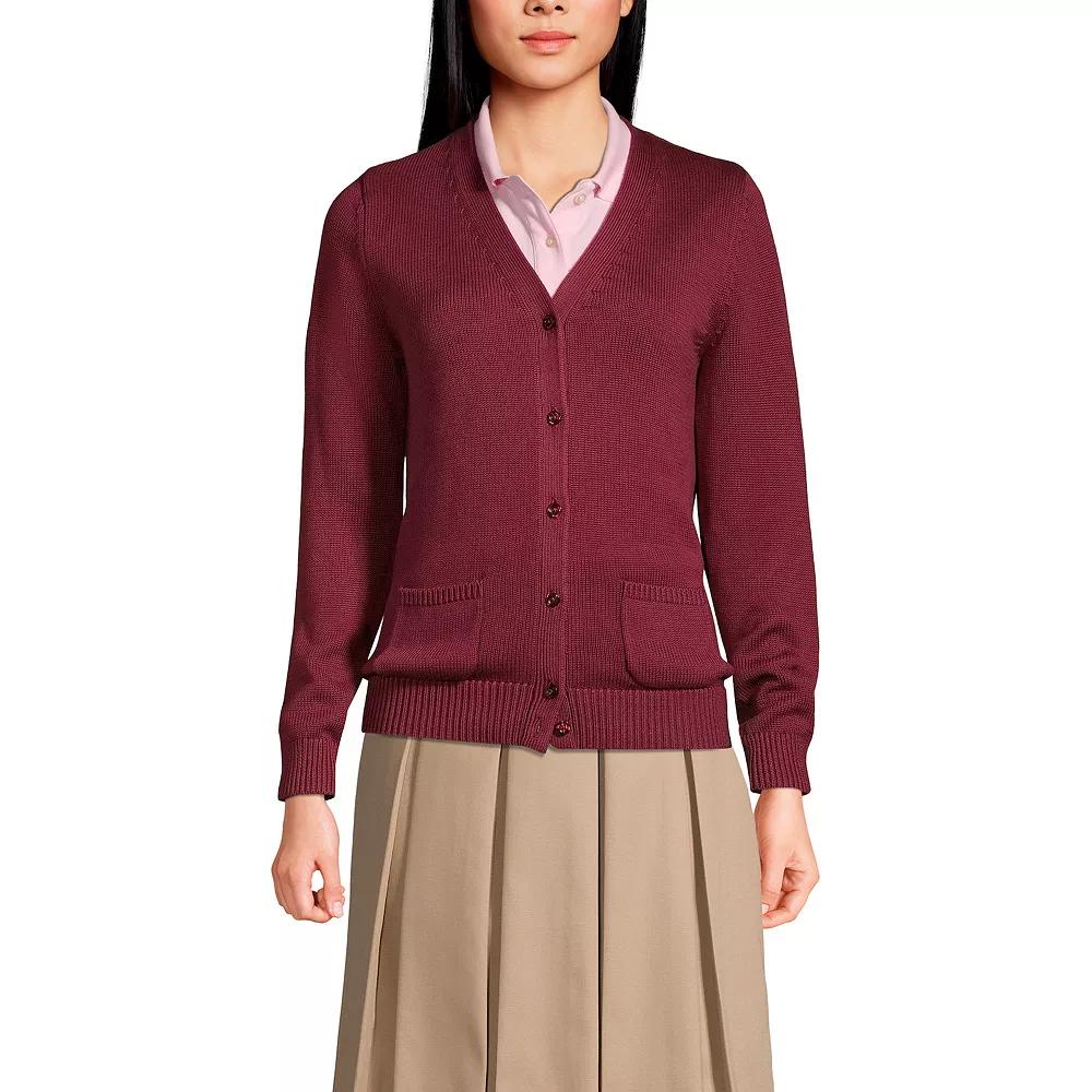 Women's Lands' End School Uniform Button Front V-Neck Cardigan Sweater,  Product Image
