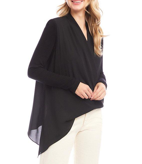Karen Kane Double Layer Asymmetric Faux Wrap Top Product Image