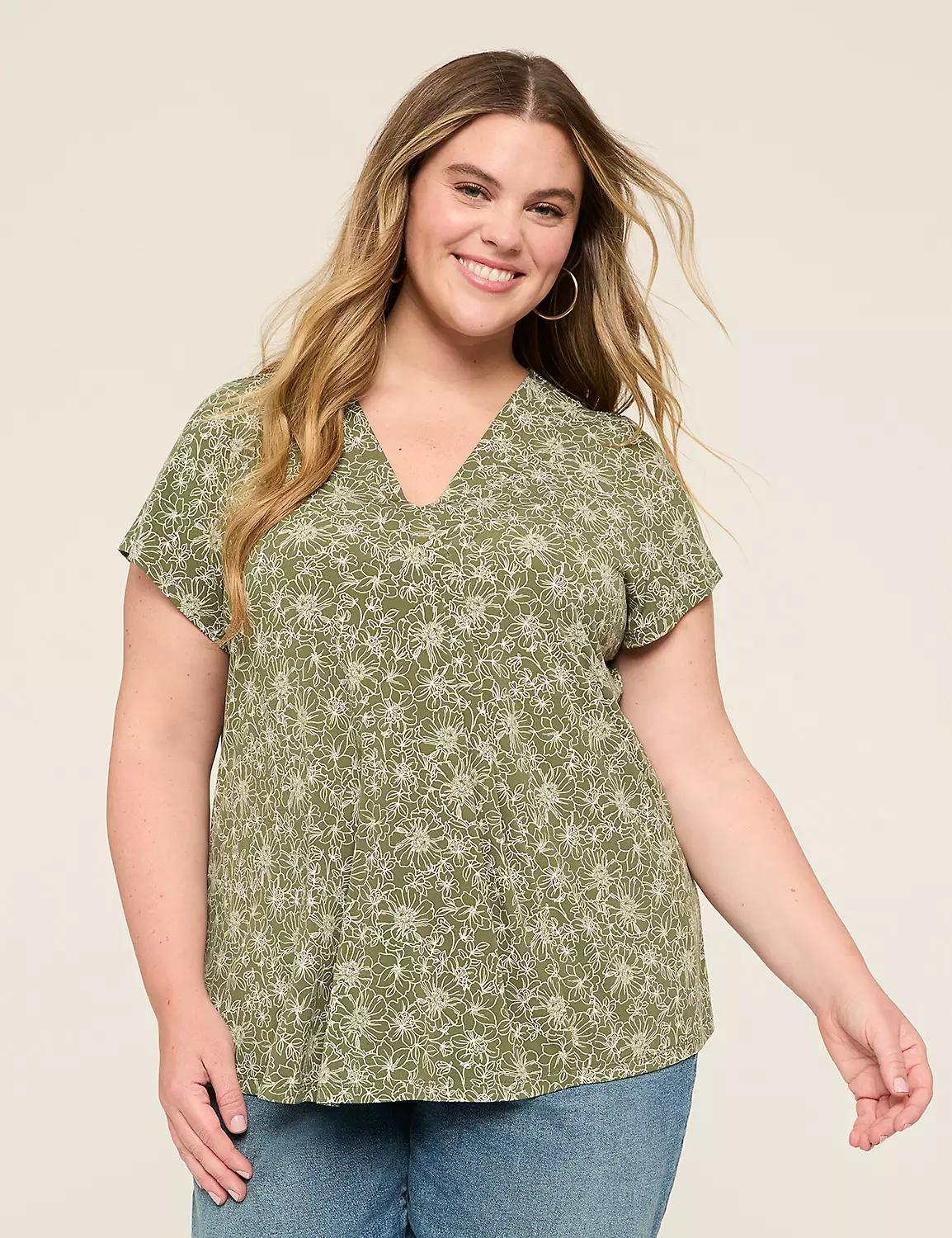 Cap-Sleeve Pleat-Front Top Product Image