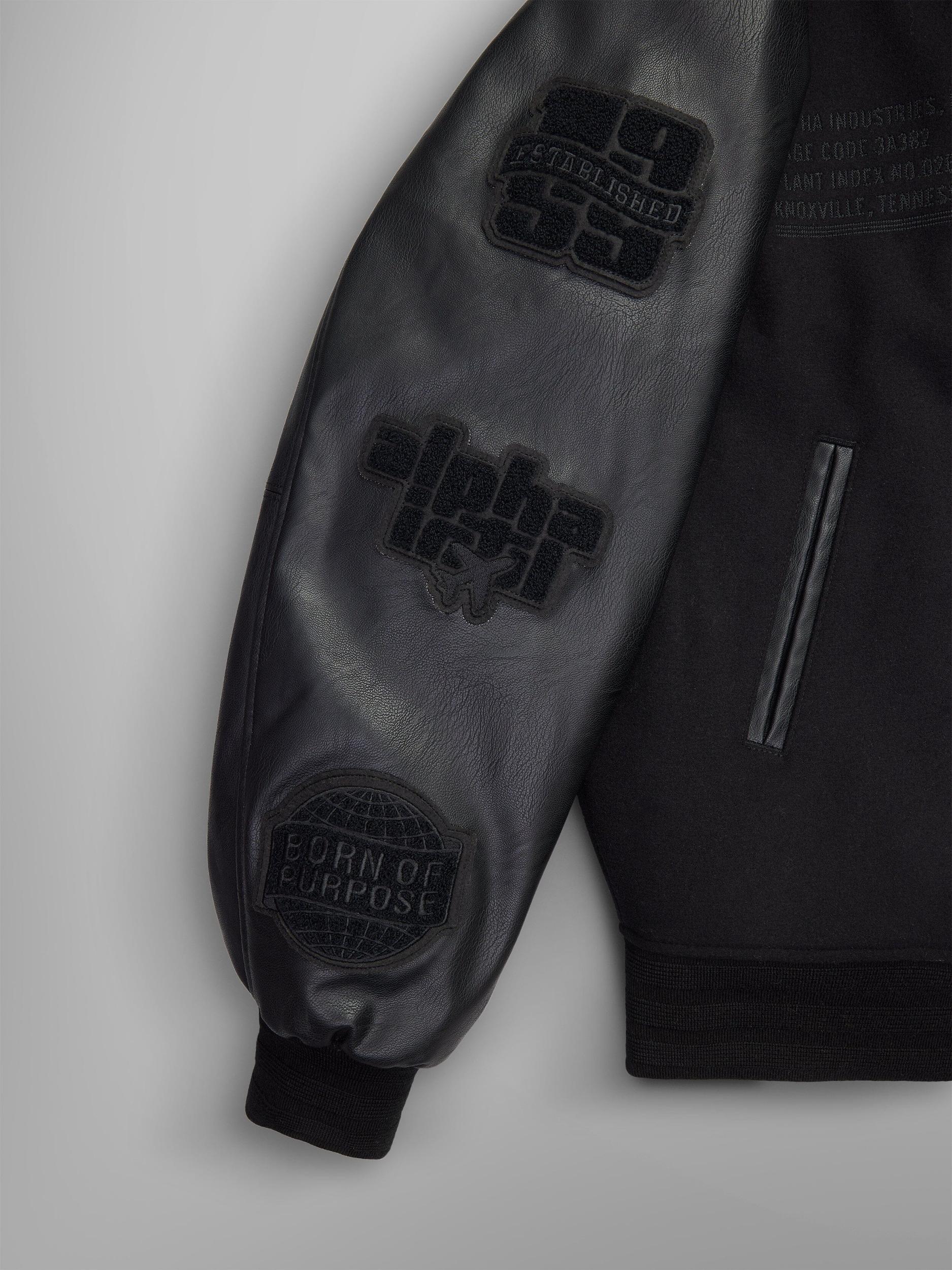 FAUX LEATHER MA-1 VARSITY BOMBER JACKET Male Product Image