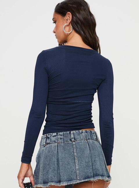 Raldor Long Sleeve Top Navy Product Image