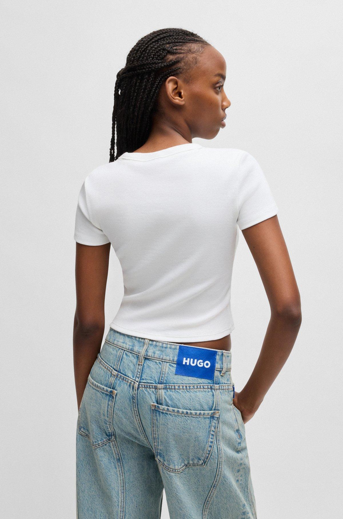 Slim-fit stretch-cotton shirt with logo tape Product Image