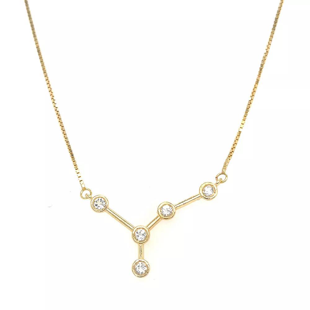 Meshmerise Sterling Silver White Topaz Zodiac Constellation Necklace, Womens Gold Tone Cancer Product Image