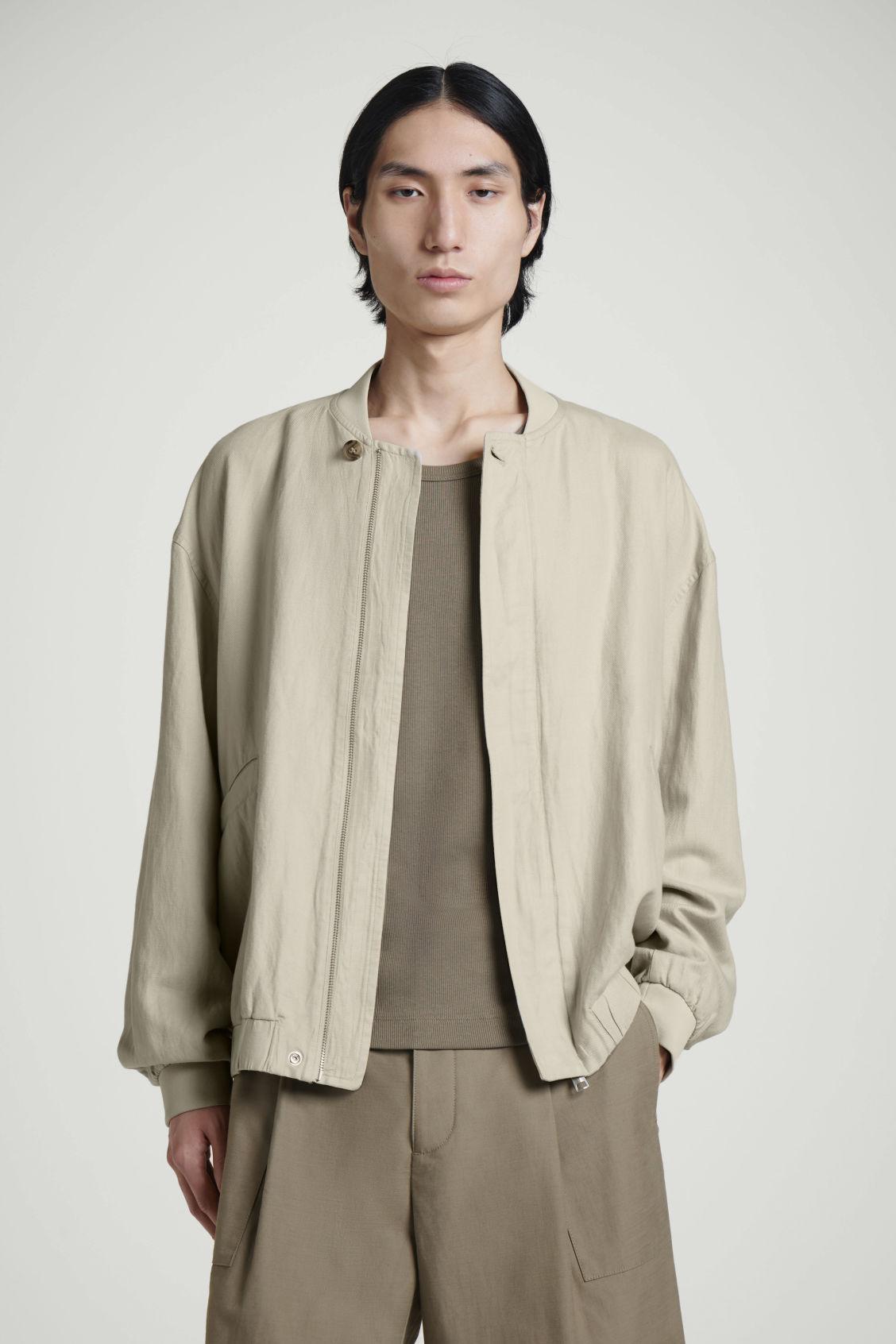 LINEN BOMBER JACKET Product Image
