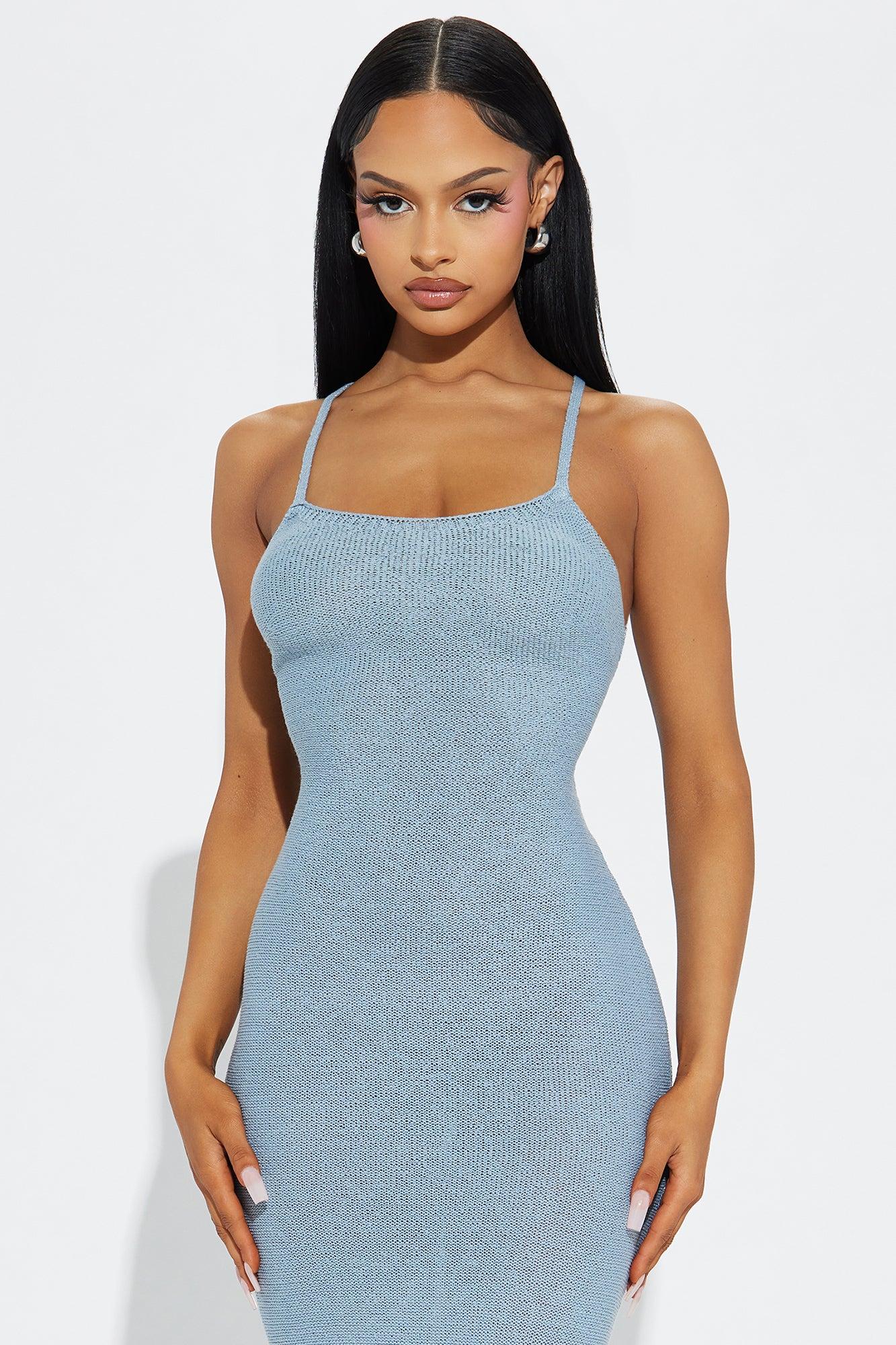 Delany Knit Maxi Dress - Dusty Blue Product Image
