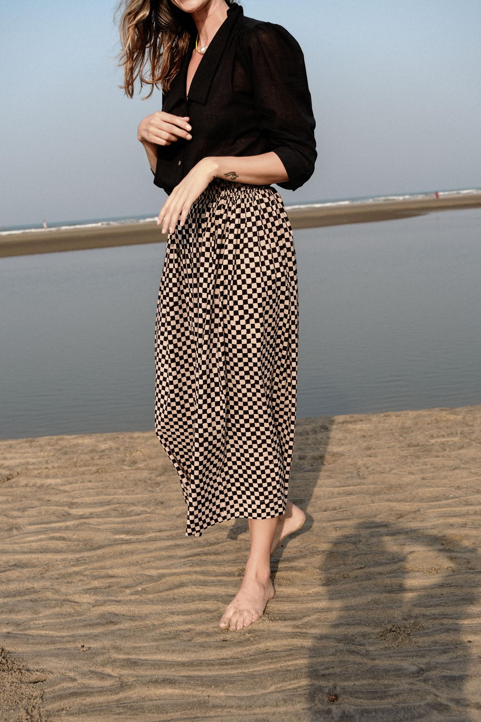 Block Printed Black Skirt Product Image