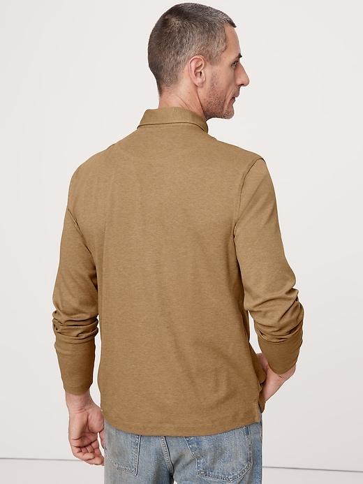 Luxury-Touch Long-Sleeve Polo Product Image