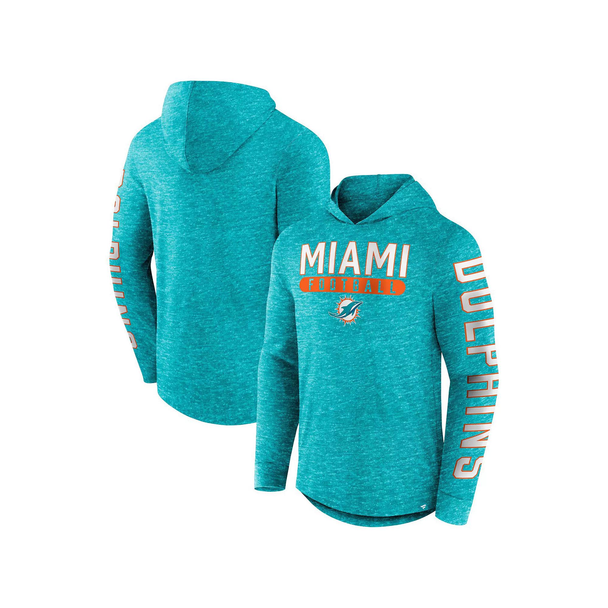 Men's Fanatics Branded Heather Aqua Miami Dolphins Pill Stack Long Sleeve Hoodie T-Shirt, Size: 3XL, Team Product Image