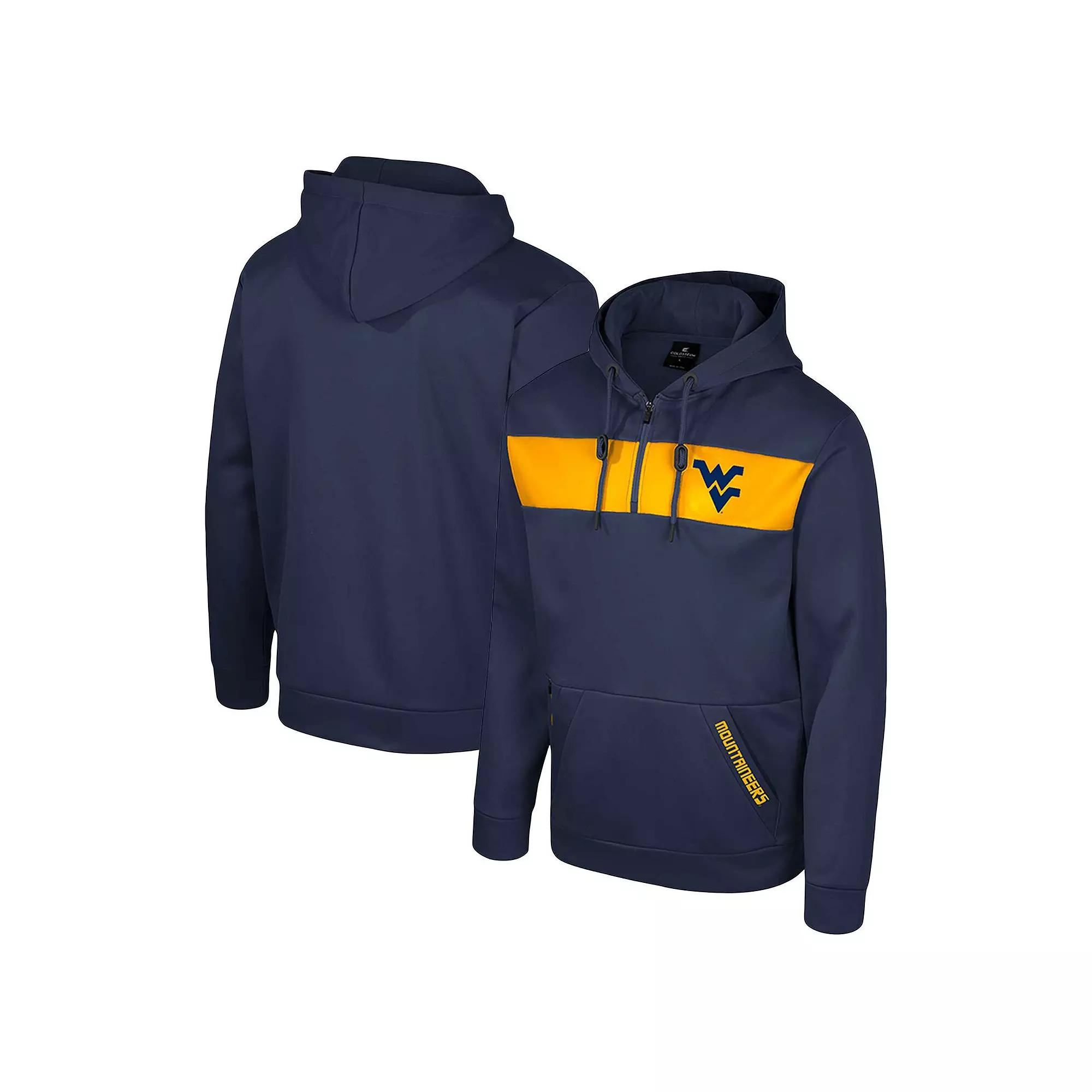 Men's Colosseum  Navy West Virginia Mountaineers Quarter-Zip Hoodie, Size: Small, Blue Product Image