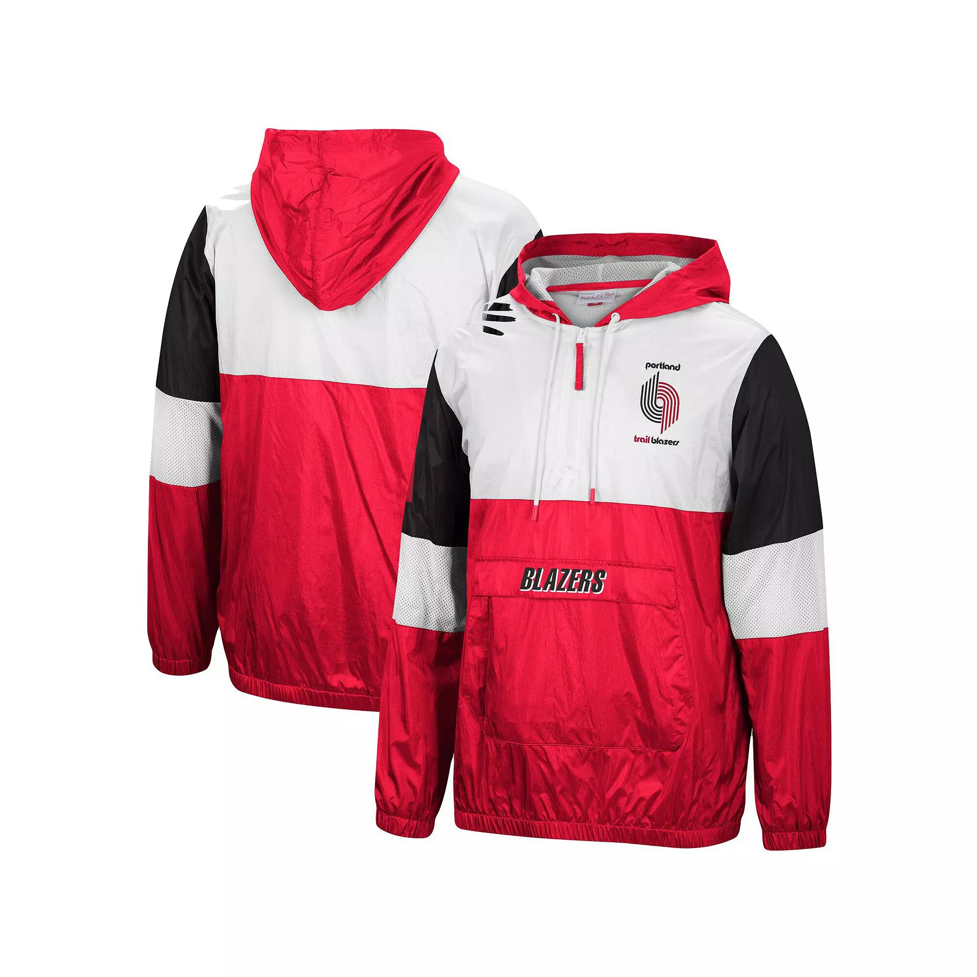Men's Mitchell & Ness Scarlet Portland Trail Blazers Hardwood Classics Surprise Win Quarter-Zip Jacket, Size: Small, Red Product Image