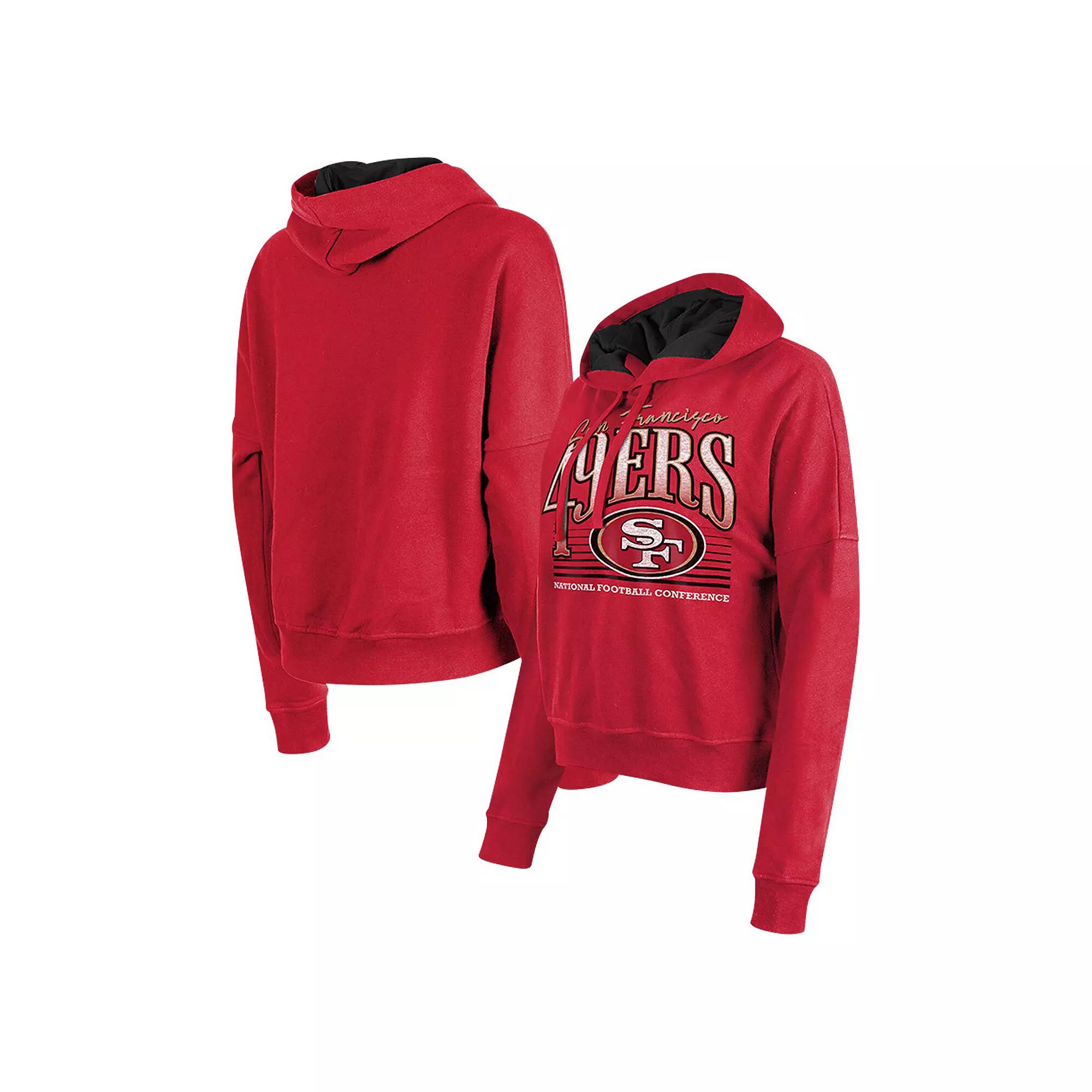 Women's New Era Scarlet San Francisco 49ers Boxy Pullover Hoodie,  Product Image