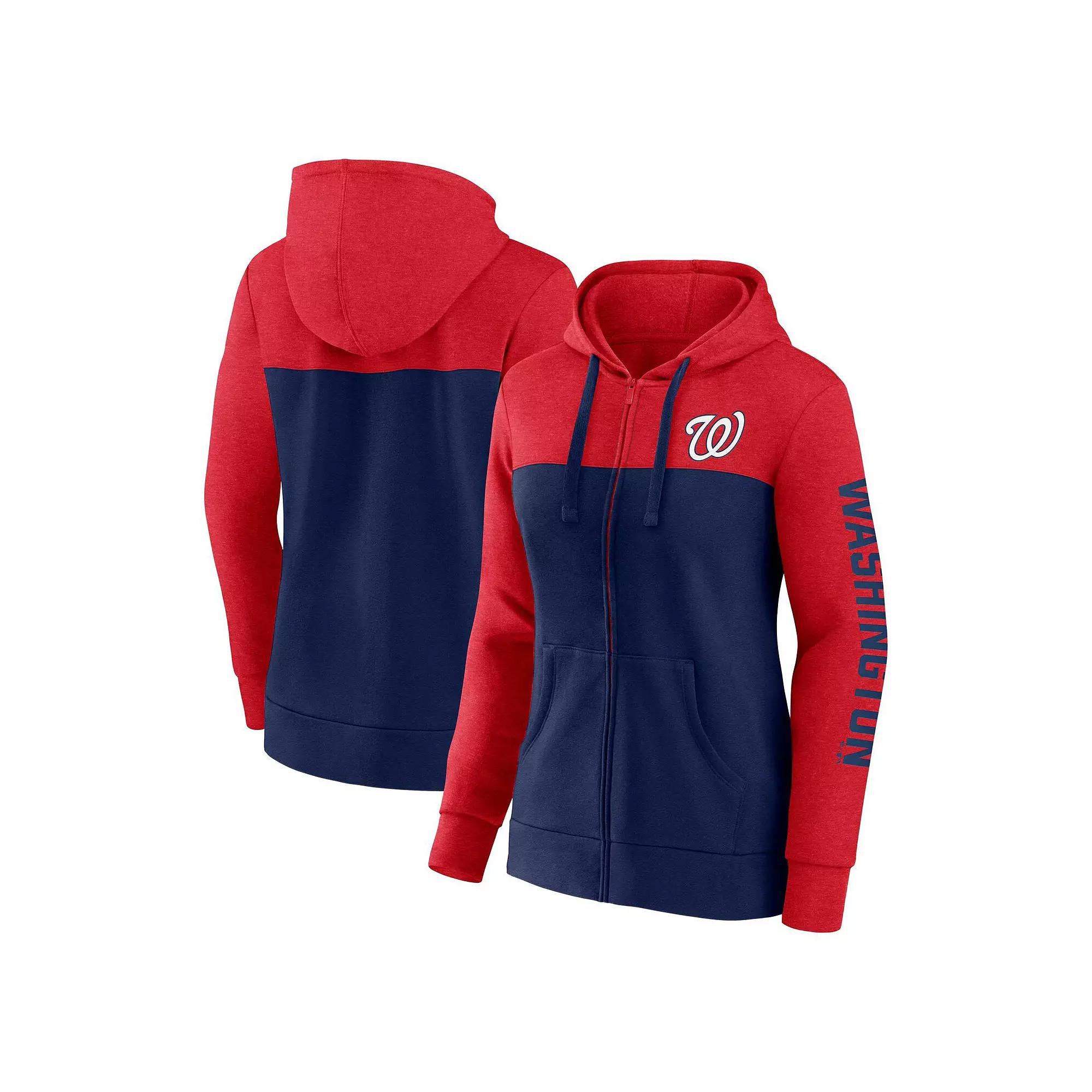 Women's Fanatics Branded Red/Navy Washington Nationals City Ties Hoodie Full-Zip Sweatshirt, Size: XS Product Image
