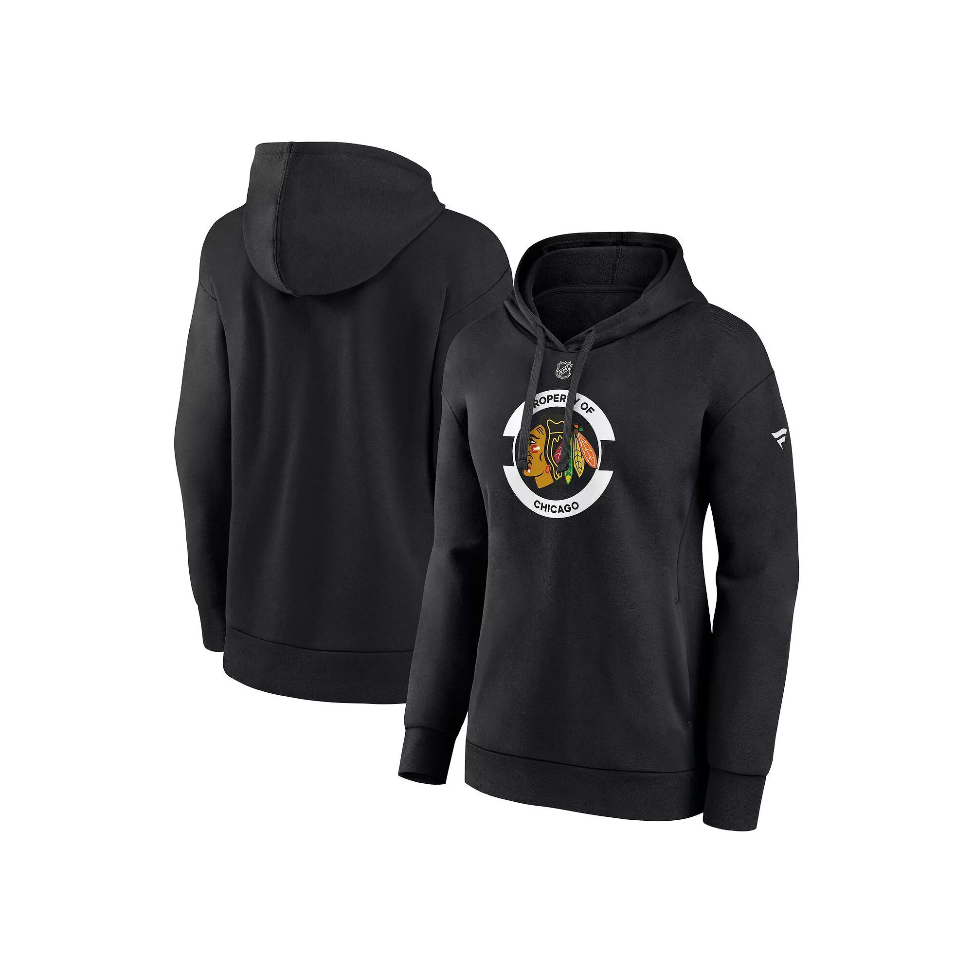 Women's Fanatics Black Chicago Blackhawks Authentic Pro Core Secondary Fleece Pullover Hoodie,  Product Image