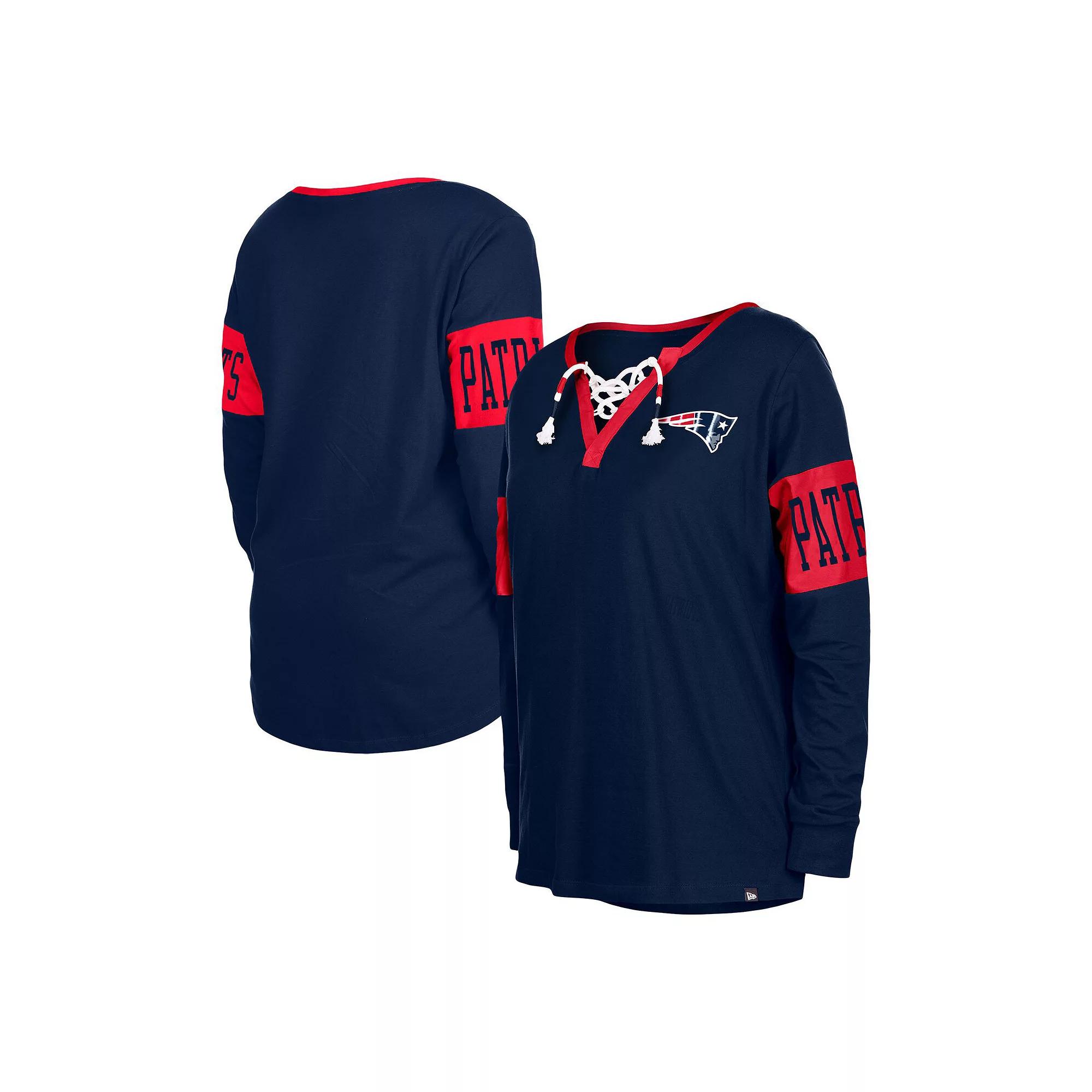 Women's New Era Brown Cleveland Browns Lace-Up Notch Neck Long Sleeve T-Shirt, Size: XL Product Image