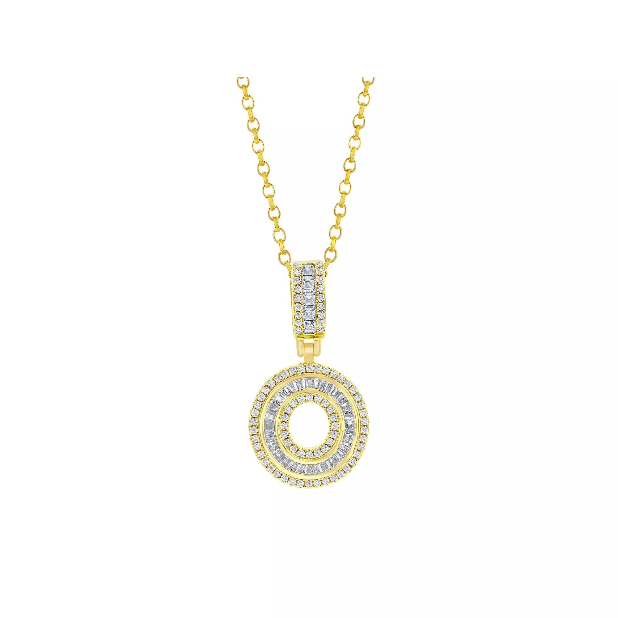 Argento Bella Sterling Silver Cubic Zirconia Initial Pendant Necklace, Women's, Size: 18", Gold Tone C Product Image