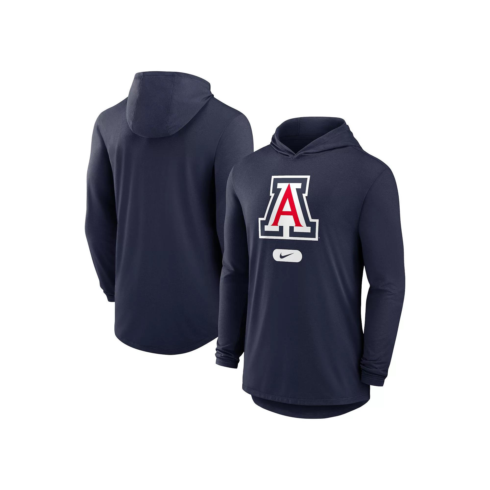 Men's Nike Navy Arizona Wildcats Lightweight Performance Long Sleeve Hoodie T-Shirt,  Product Image