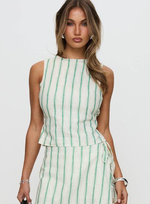 Penelopie Backless Top Green Stripe Product Image