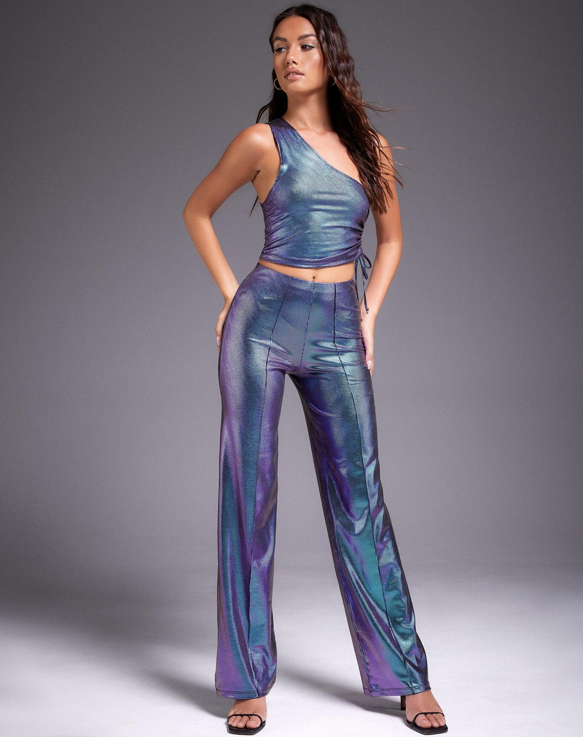 Pista Trouser in Holographic Purple Product Image