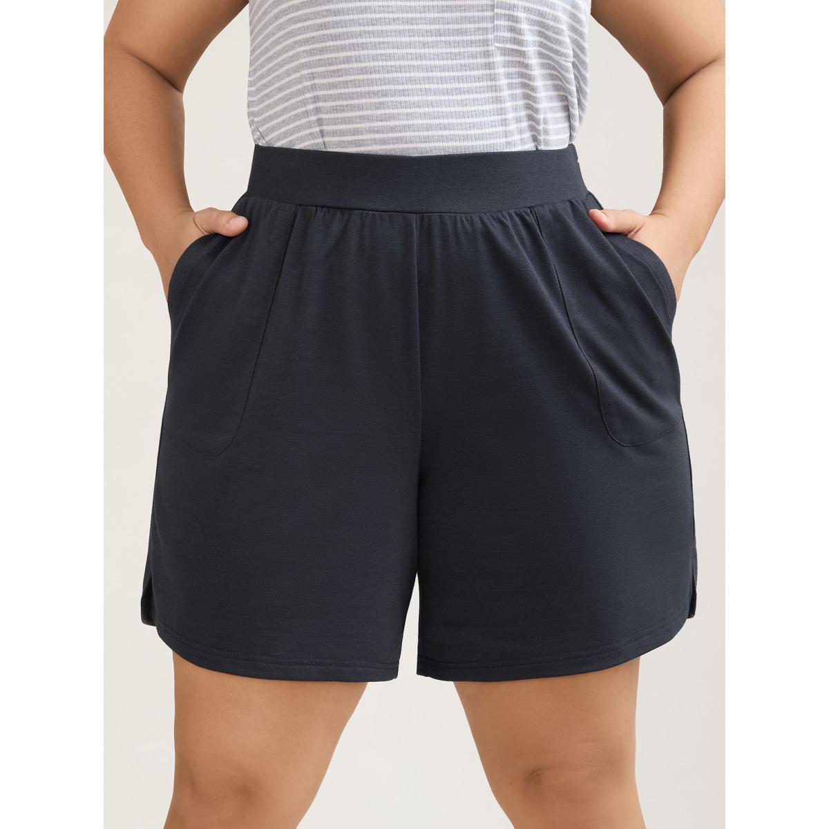 Plus Size Stretchy Waist Split Relaxed Shorts Women Midnight Leisure Slit Loose Casual Shorts BloomChic 26/4X Product Image