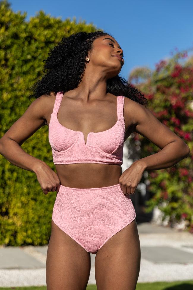Summer Oasis Light Pink High Waisted Bikini Bottoms FINAL SALE Product Image