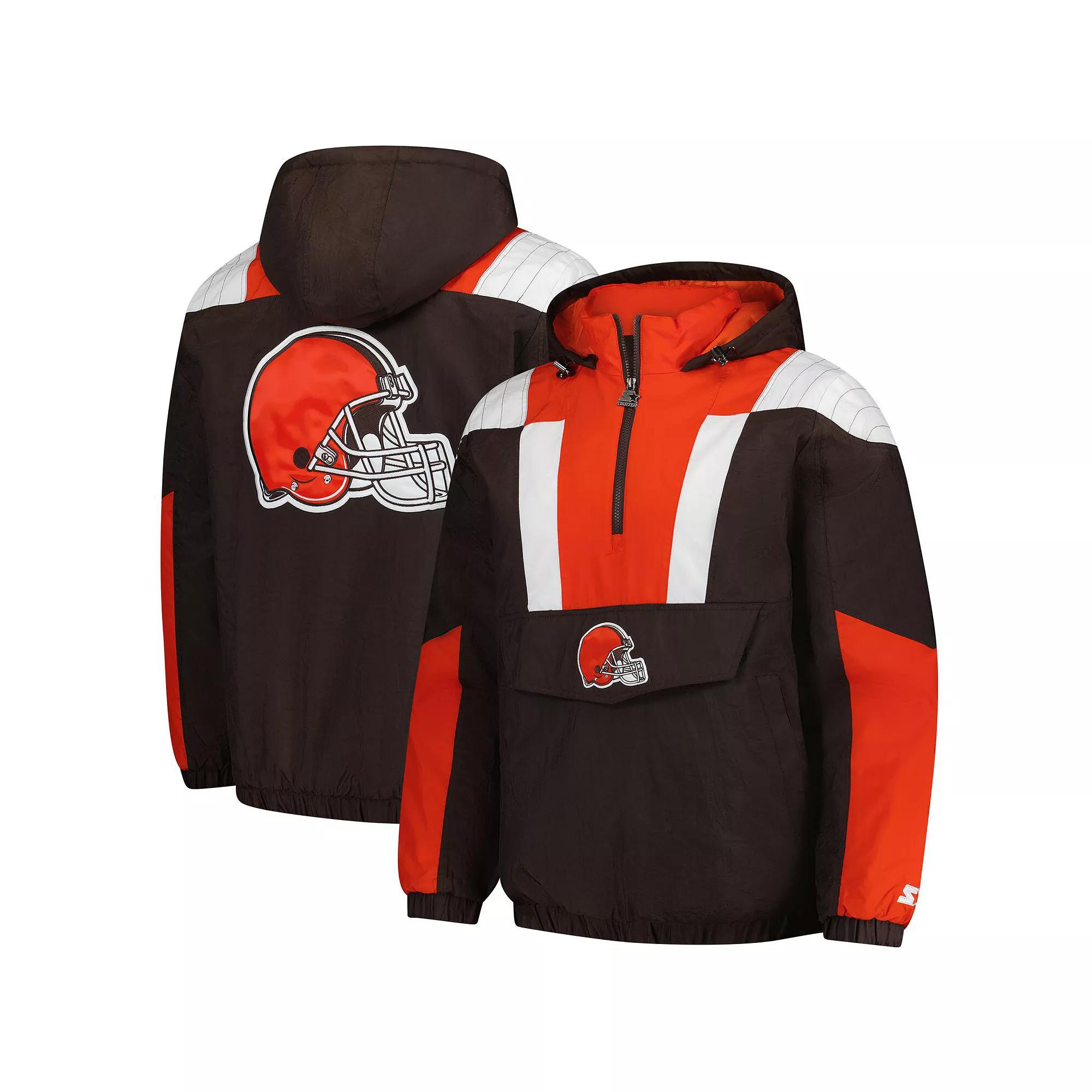 Men's Starter Brown/Orange Cleveland Browns Charger Half-Zip Pullover Jacket, Size: 2XL Product Image