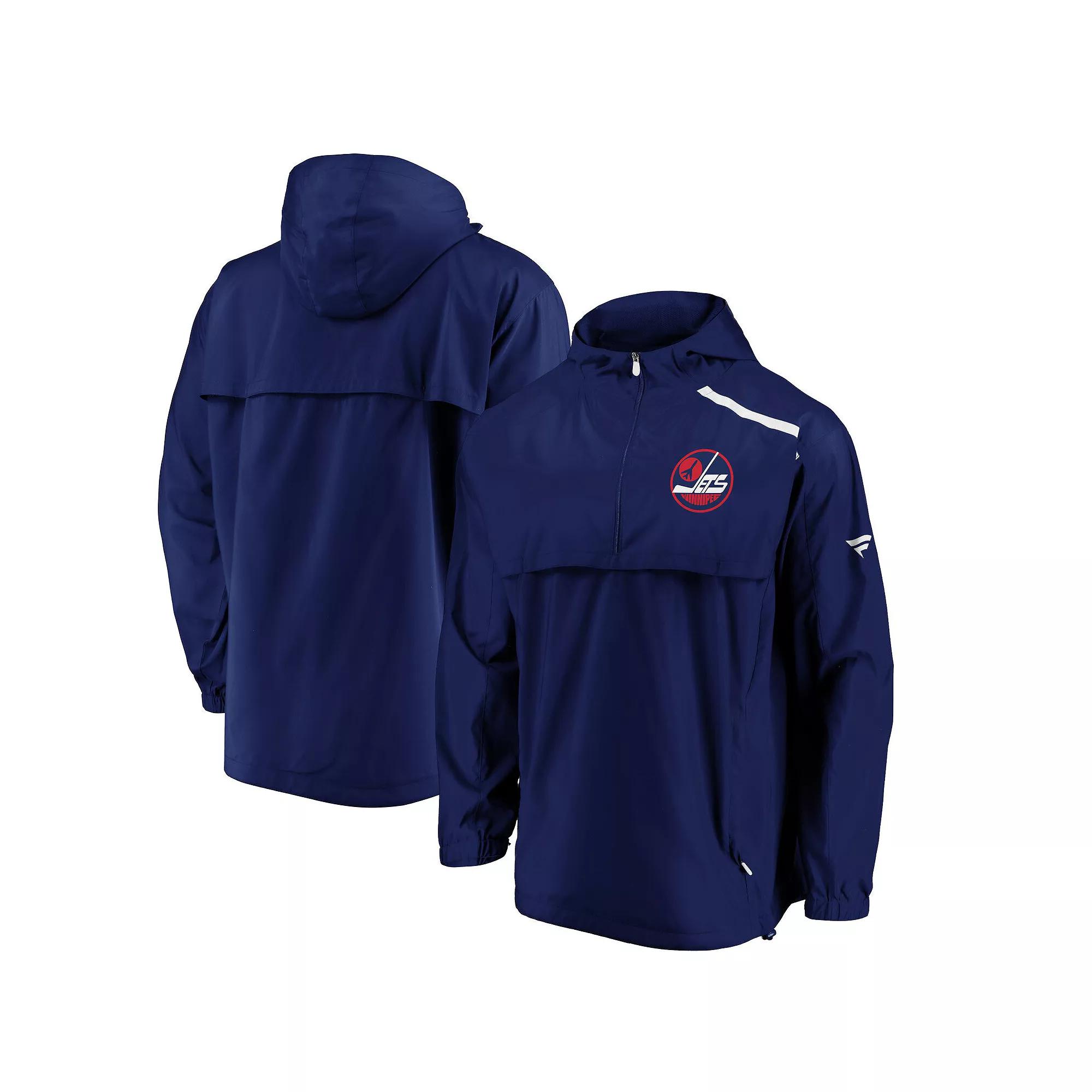 Men's Fanatics Branded Blue Winnipeg Jets Alternate Logo Rinkside Mock Full-Zip Jacket,  Product Image