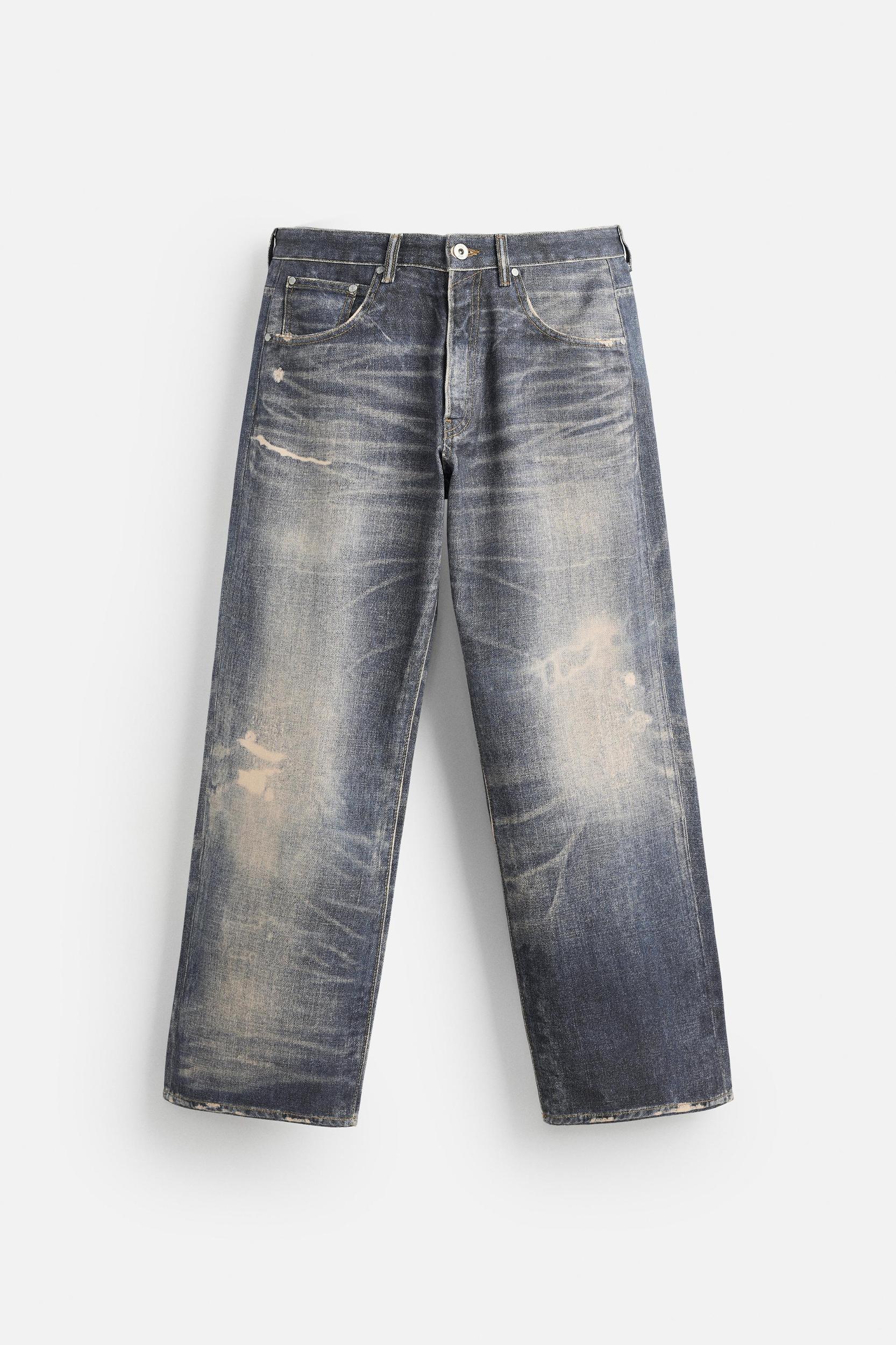 PRINTED WASHED BAGGY FIT JEANS Product Image