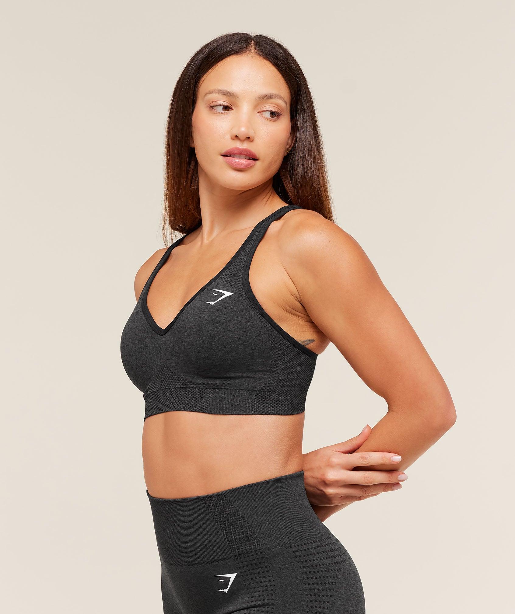 Gymshark Vital V Neck Sports Bra - Black Marl Female Product Image