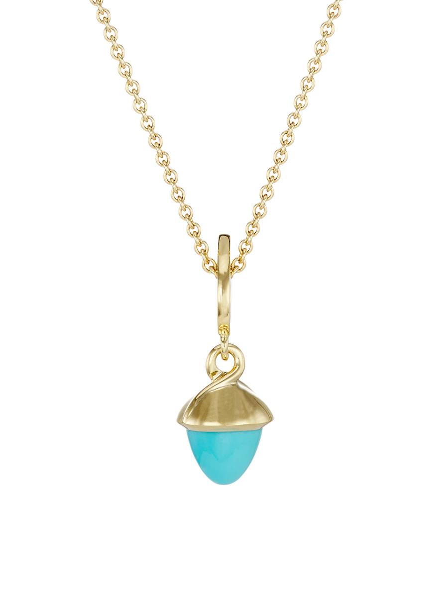 Womens Flamenco 18K Yellow Gold & Turquoise Pendant Necklace Product Image