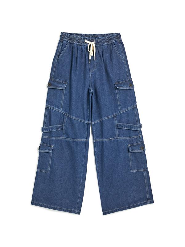 Punk Blue Wash Baggy Cargo Jeans Product Image