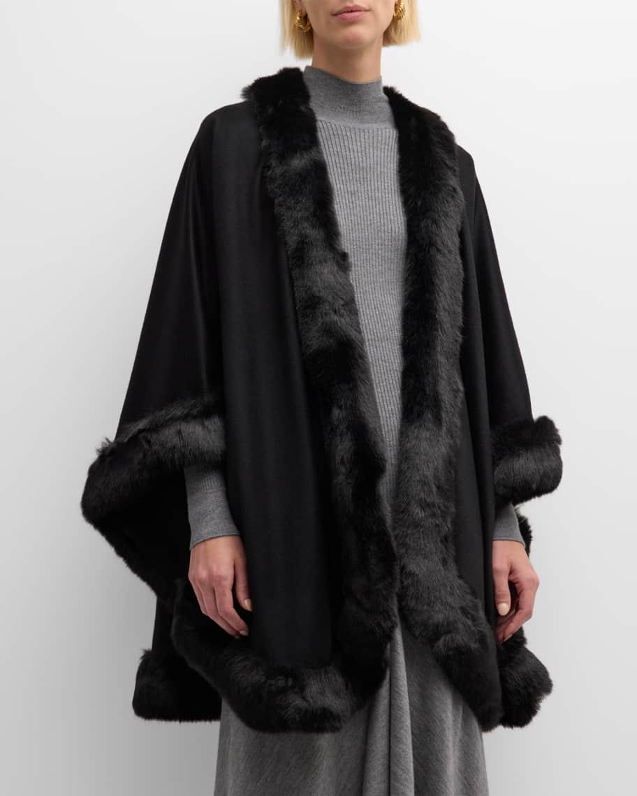 Womens Faux Fur & Cashmere U-Cape Product Image