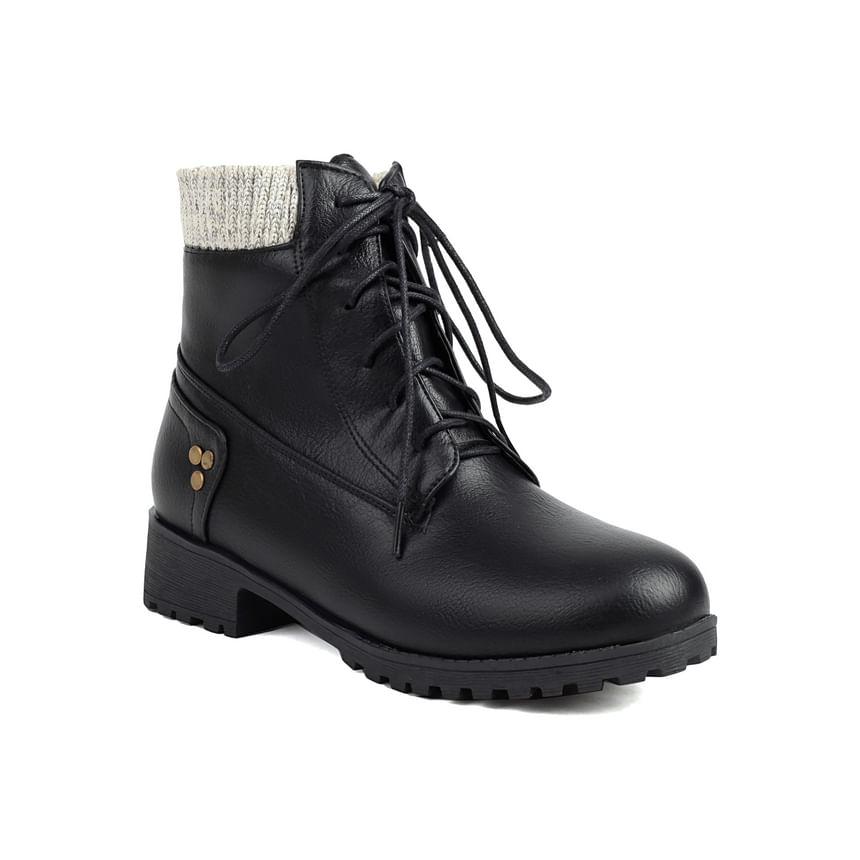 Panel Lace-Up Short Boots Product Image